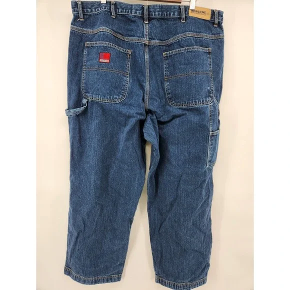 VTG Benzene Carpenter Jeans Mens 42x30 Blue Baggy Denim Dark Wash American USA - Picture 5 of 9